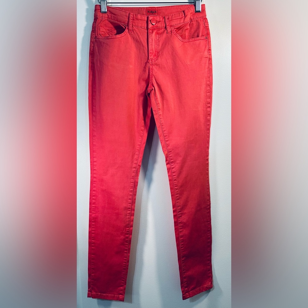kidpik Girls Overdyed Super Soft Skinny Stretch Twill Pant Sz 14 Coral NWT